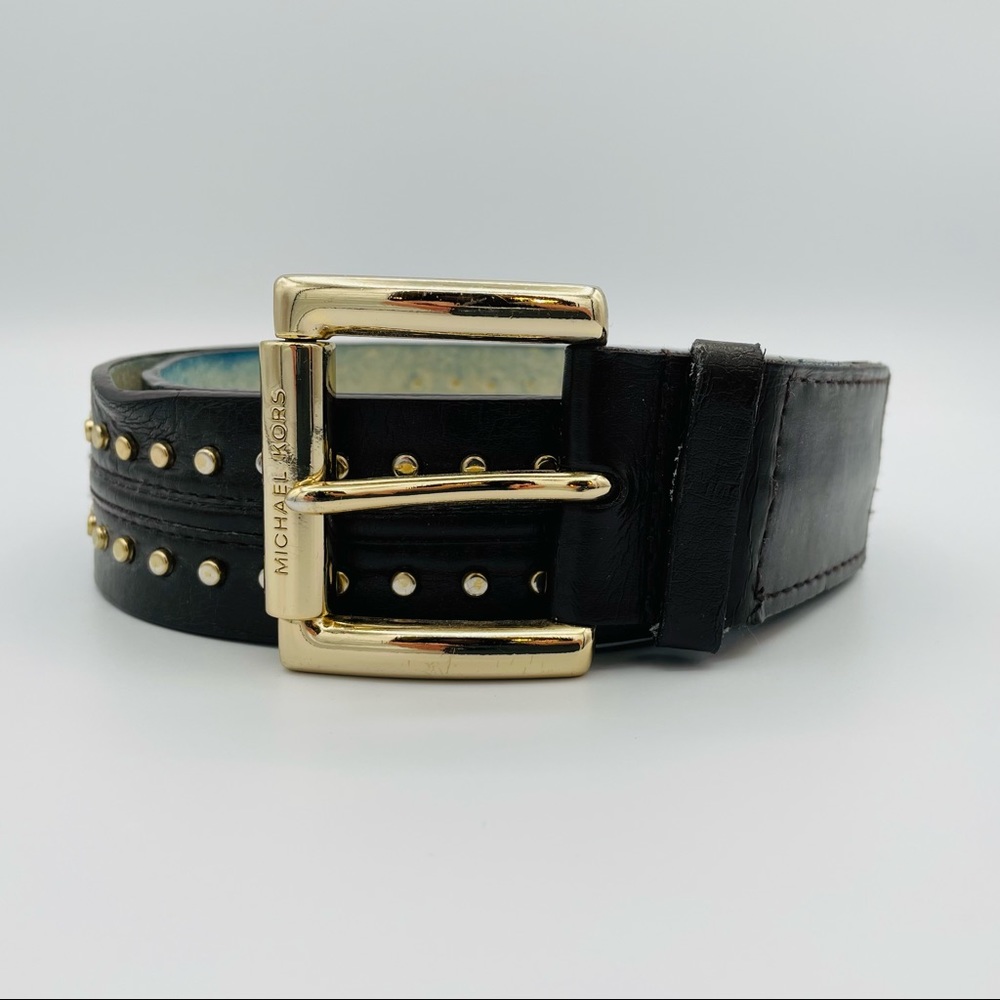 Michael Kors Studded Belt in Chocolate Brown